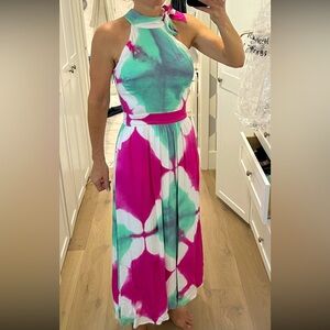 RTR BUSAYO Collective  TieDye Halter Dress Georgette MultiColor Size 2 Good Used